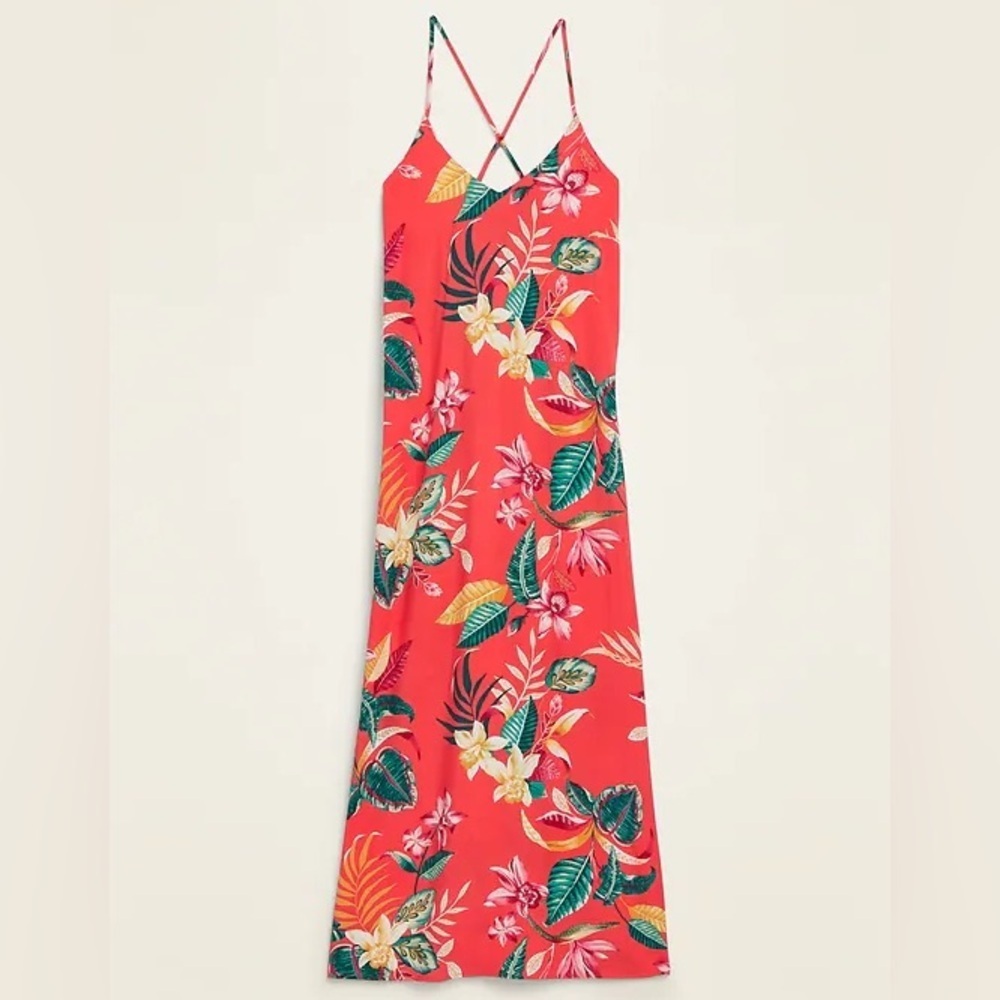 NWT Old Navy Tropical Pink/Orange and Colorful Maxi Dress